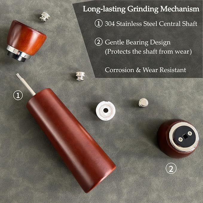 TLYSXPRO Wooden Salt and Pepper Grinder Set – Refillable Salt and Pepper Mill - Image 5