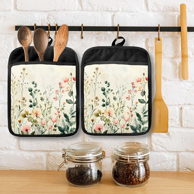 Watercolor Rustic Floral Pot Holders - Image 3