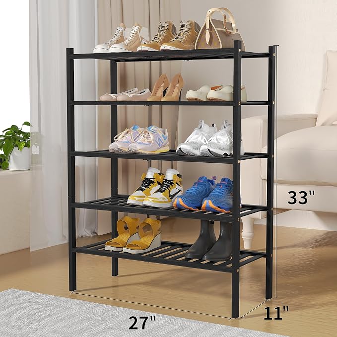 ROMGUAR CRAFT 5 Tier Bamboo Shoe Rack - Image 3