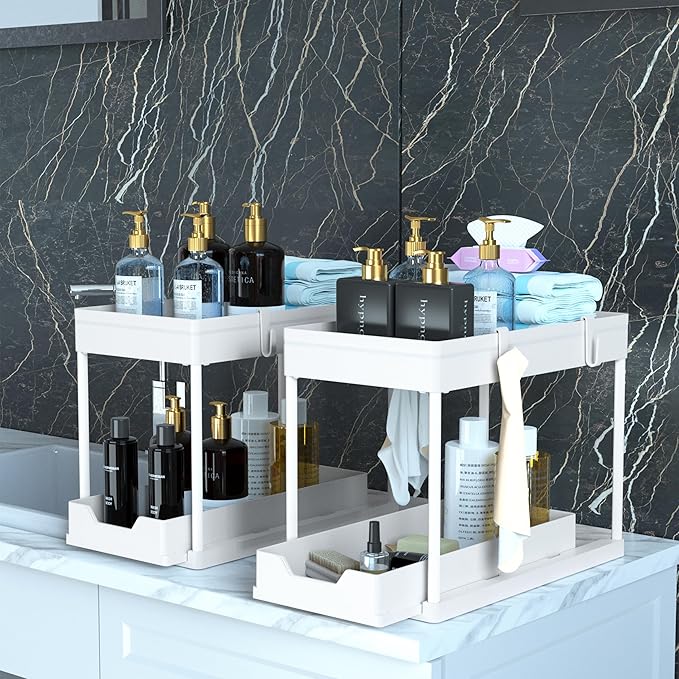MEAFBIRD 2 Pack Under Sink Organizer, 2 Tier Bathroom Cabinet Organizer - Image 4