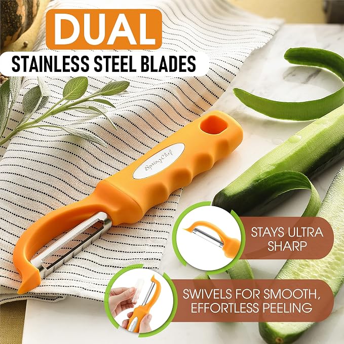 Spring Chef Premium Swivel Vegetable Peeler, Soft Grip Handle and Ultra Sharp - Image 2