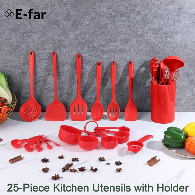 E-far Silicone Cooking Utensils Set, 25 Piece Kitchen Utensils - Image 3