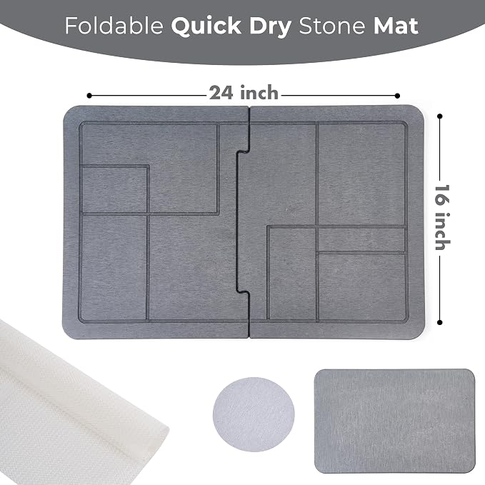 Large Stone Drying Mat for Kitchen Counter, Quick Dry Stone Dishes Mats - Image 2
