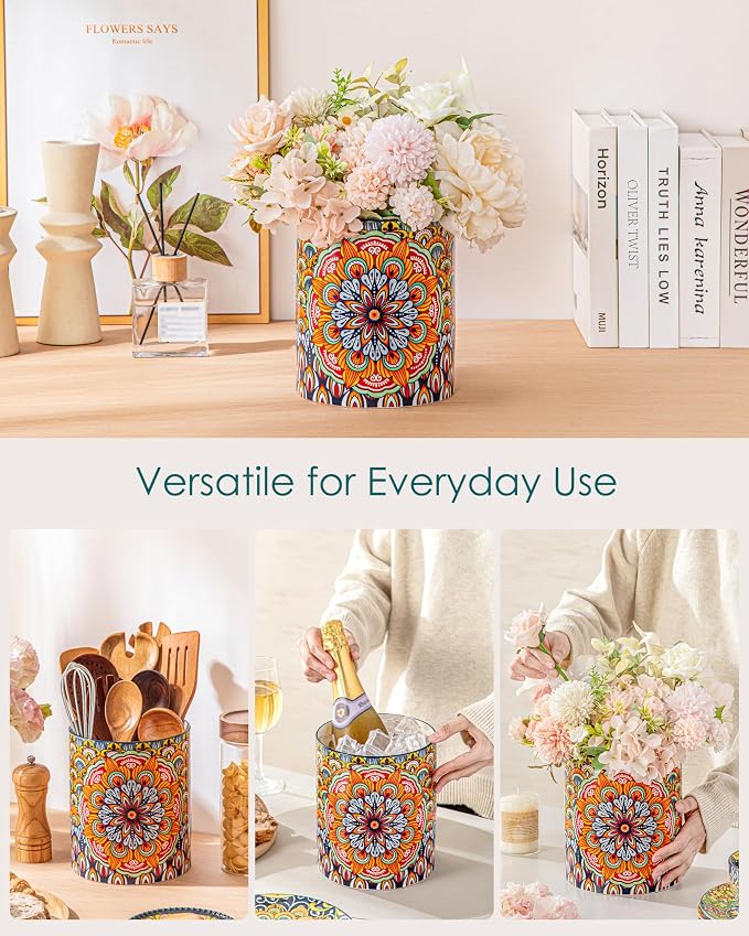 vancasso SIMI Utensil Holder, 7.3"+5.5" Porcelain Kitchen Utensil Holder - Image 5