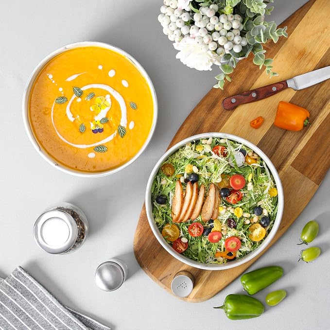 MALACASA Large Serving Bowls, 60 OZ Salad Bowls Set of 2, Ceramic Mixing Bowls - Image 8