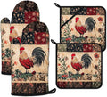 Rustic Rooster Oven Mitts and Pot Holders Sets Heat Resistant 4Pcs Potholders by ANTJOO