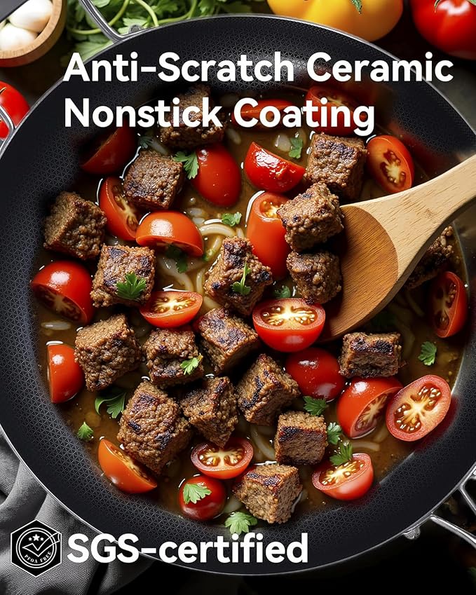 12 Inch Non-Stick Ceramic Stainless Steel Frying Pan - - Image 4
