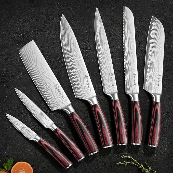 KEEMAKE Kitchen Knife Set, Ultra Sharp Chef Knife Set 7-Piece, High Carbon - Image 9