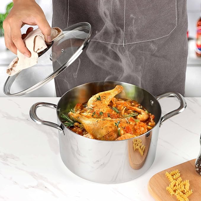 Herogo 4.5 Quart Stock Pot, Tri-Ply Cooking Pot - Image 7