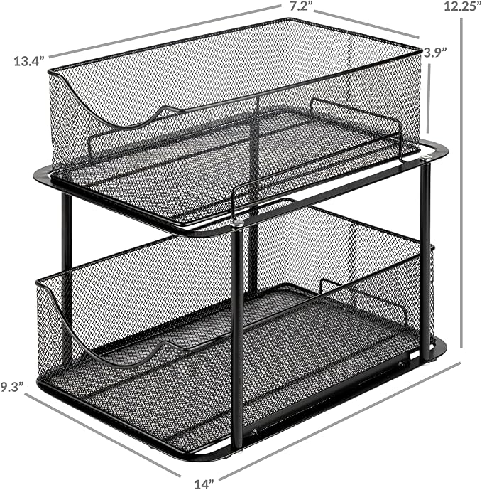 Sorbus 2 Tier Metal Under Sink Organizer - Image 3