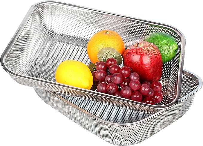 Cedilis 2 Pack Large Stainless Steel Colander Strainer, 6 Quart Mesh Vegetable by Cedilis