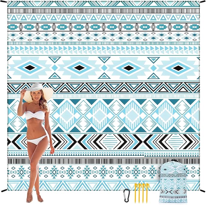 HIHOHO Beach Blanket Waterproof Sandproof Extra Large Beach Mat 79" X - Image 6