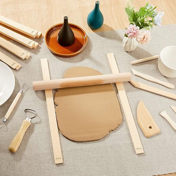 Sasylvia 20 Pcs Pottery Rolling Pin Guides Wood Teaching Rolling Mud Stick - Image 7