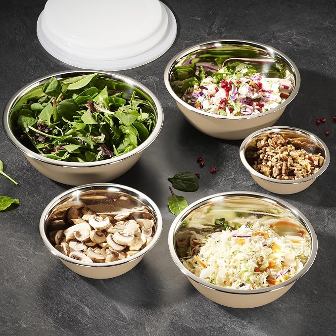 WHYSKO Stainless Steel Mixing Bowl Set, 10 Piece Stainless Steel Mixing Bowls - Image 4