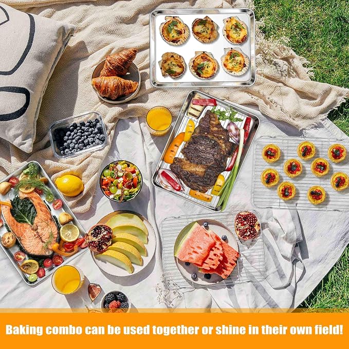 Homikit Baking Sheet with Rack Set, 20x14 Inches Large Stainless Steel Cookie - Image 9