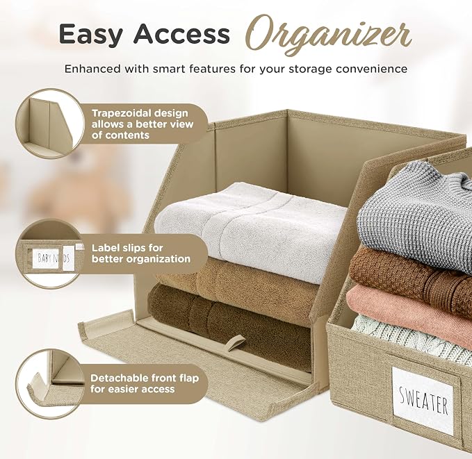 VIVIDECOR Open Front Storage Cubes 12x12x10 – Trapezoid Closet Shelf Bins - Image 3