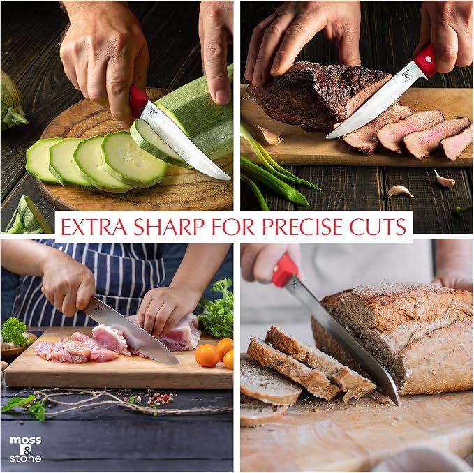 Moss & Stone 14 Pcs Knife Block Set Stainless Steel, Premium Forged Kitchen - Image 6