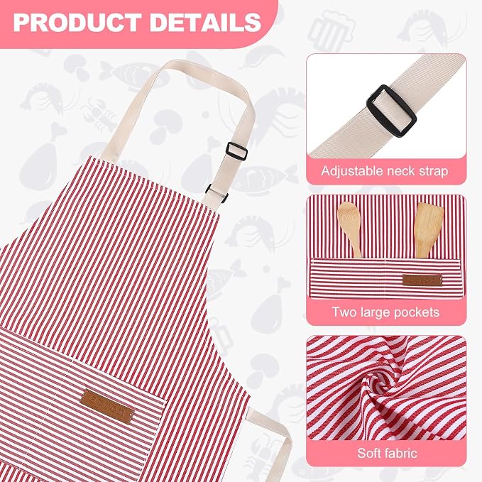 2 Pack Stripes Kids Apron, Kids Cooking Aprons - Image 3