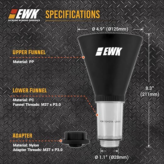 EWK Oil Funnel Threaded Engine Oil Fill Funnel, Secure No-Leak Design - Image 2