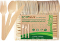ECOSANX® 120 PCs Disposable Wooden Cutlery set 6.5" Splinter Free Compostable by ECOSANX