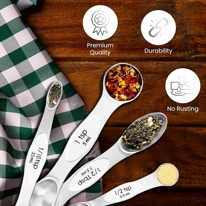 Magnetic Measuring Spoons Set of 9 Stainless Steel Dual-Sided Stackable - Image 3