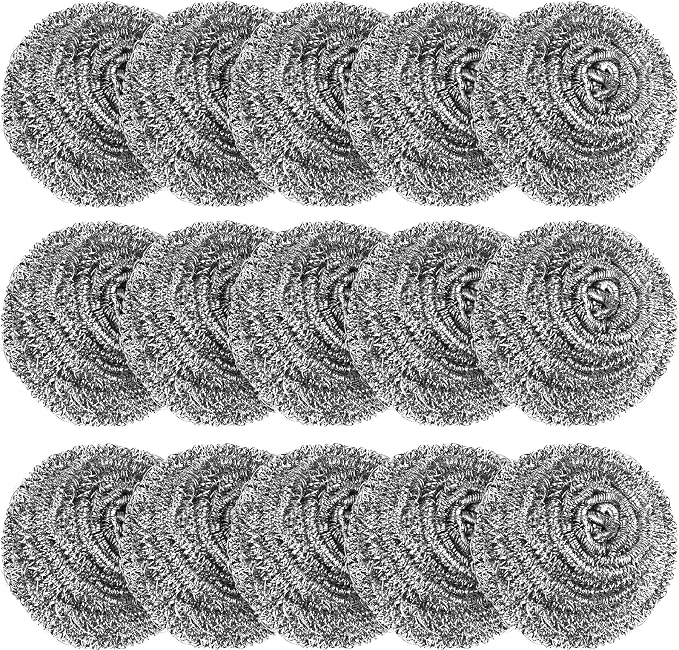 15 Pack Steel Wool Scrubber, Metal Kitchen Scrubbing Sponges, Dishwashing by VOPTON