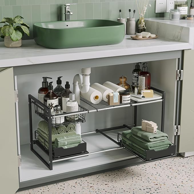 NETEL Under Sink Organizers and Storage, Kitchen Cabinet Organizer, 2 Tier by NETELOfficial