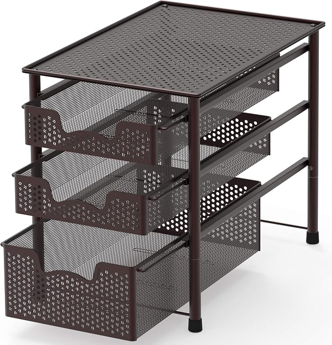 Simple Houseware Stackable 3 Tier Sliding Basket Organizer Drawer by SimpleHouseware