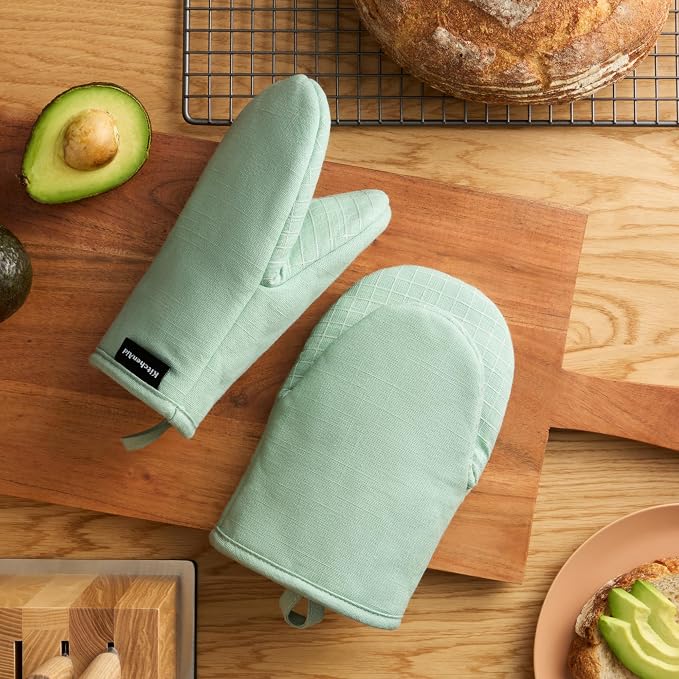 KITCHENAID Gourmet Series Gridlines Mini Oven Mitts 2-Pack Set, Heat Resistant - Image 2