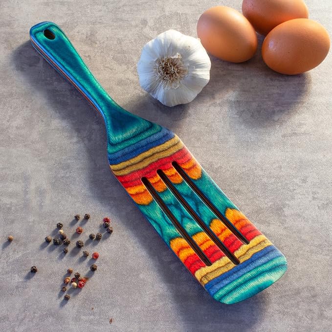 Baltique Montego Bay Collection 13" Wooden Spurtle Spatula – Colorful Birch - Image 4
