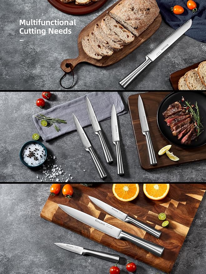Knife Set, include Steak Knives, Sharpener and Scissors, Ergonomical Design by - Image 4