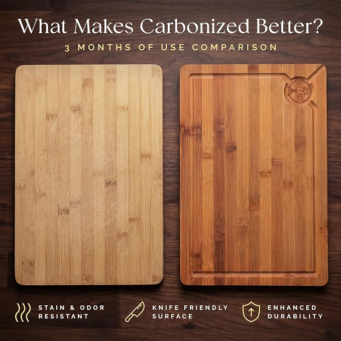 Pre-Oiled, Non Toxic 3-Piece Carbonized Bamboo Cutting Board Set, Eco-Friendly - Image 10