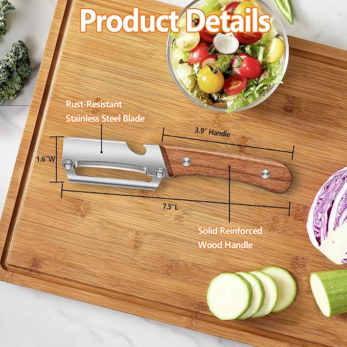 Zero Snag Wooden Peeler, Premium Vegetable Peeler - Image 7