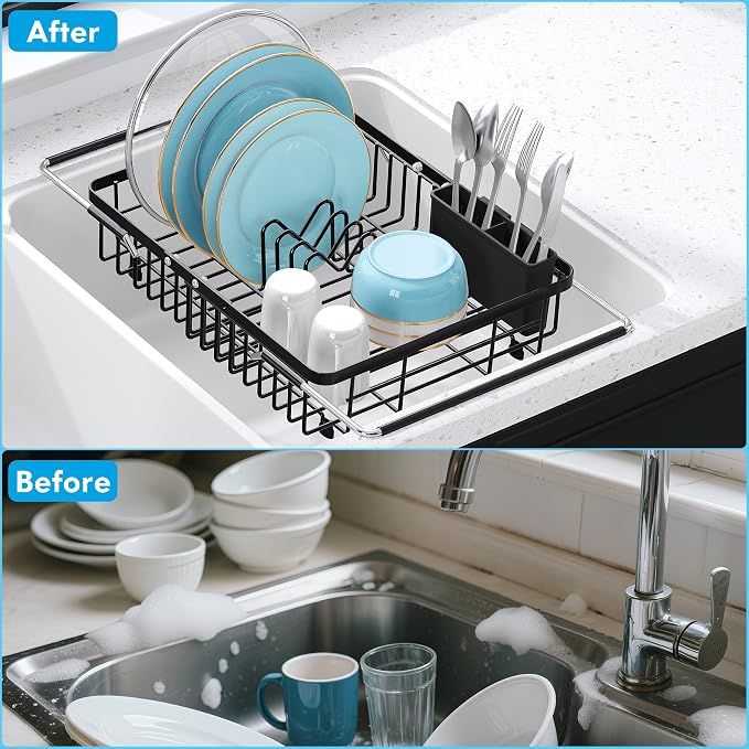 Expandable Stainless Steel Dish Drying Rack Over The Sink - Image 7