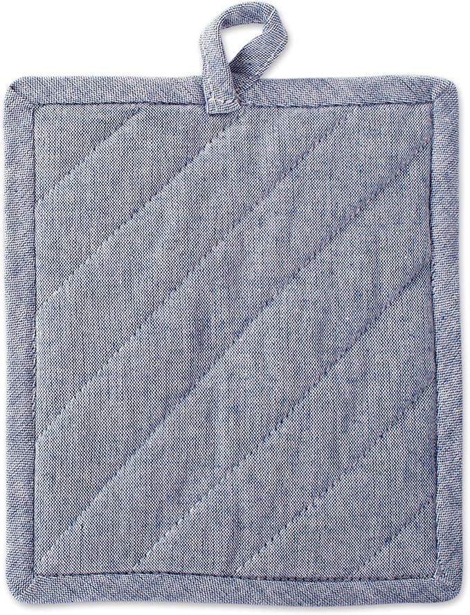 DII 100% Cotton Solid Chambray Kitchen Set, Potholders, 2 Piece - Image 3