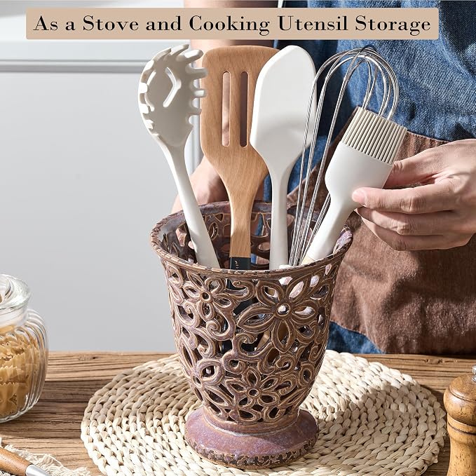 Utensil Holder for Kitchen Counter, Modern Farmhouse Cooking Utensil Holder and - Image 4