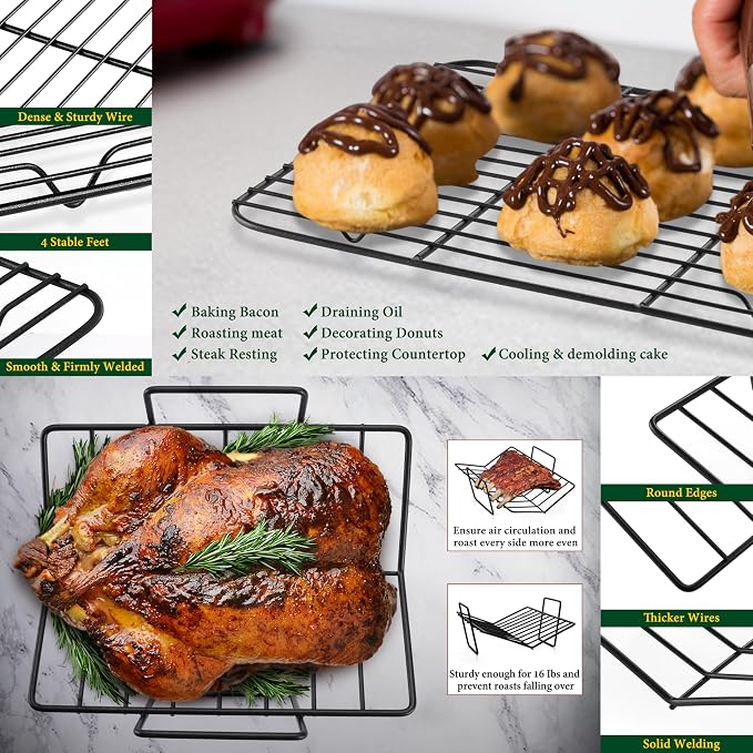 E-far Roasting Pan with Racks, Small Stainless Steel Turkey Roaster with - Image 6