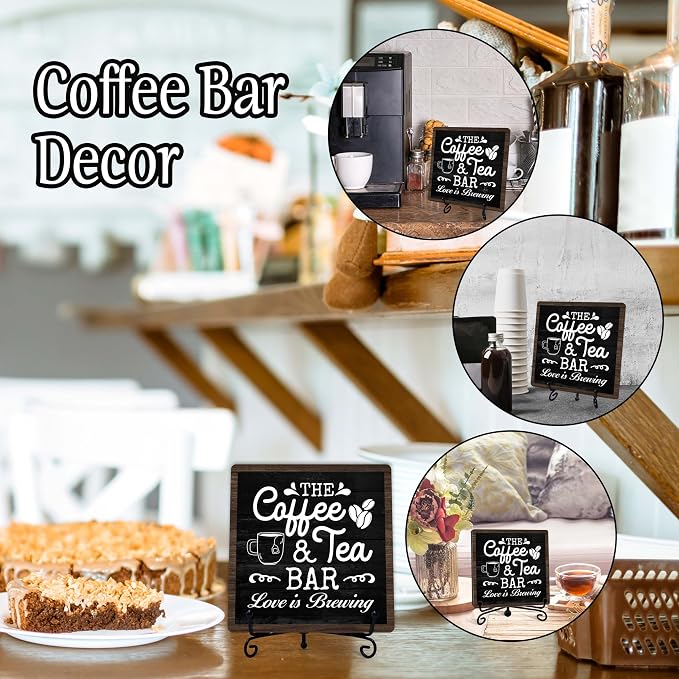 Coffee Bar Sign, Love is Brewing Farmhouse Tabletop Decor, Coffee and Tea Lover - Image 3