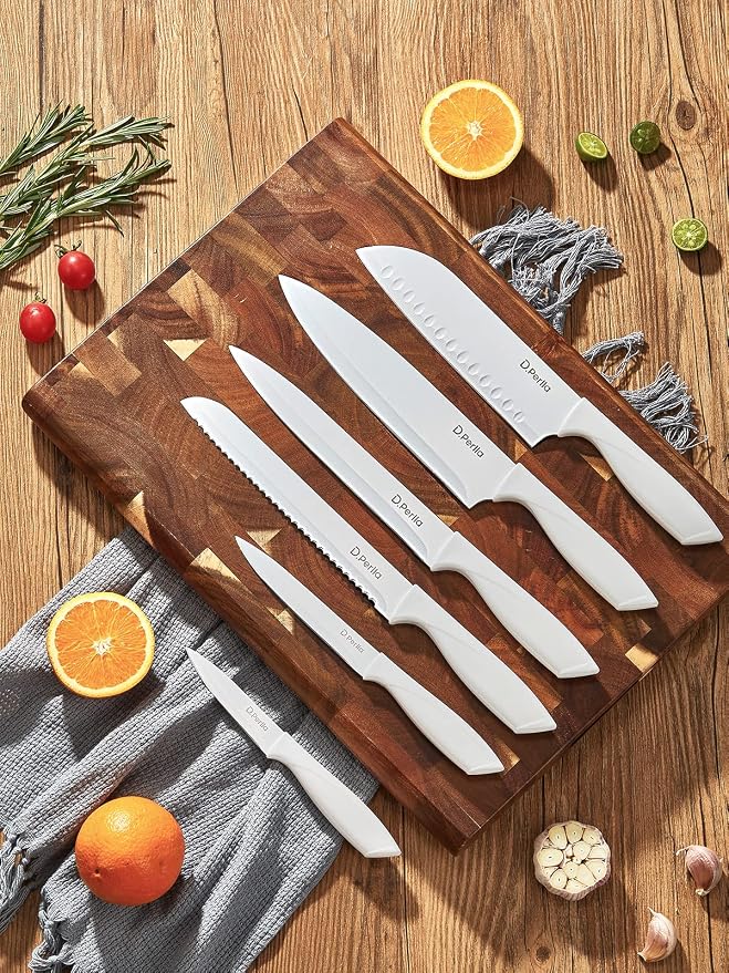Knife Set, D.Perlla 16 Pieces White Kitchen Knife Set - Image 7