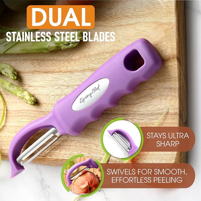 Spring Chef Premium Swivel Vegetable Peeler, Comfortable Handle and Ultra Sharp - Image 2