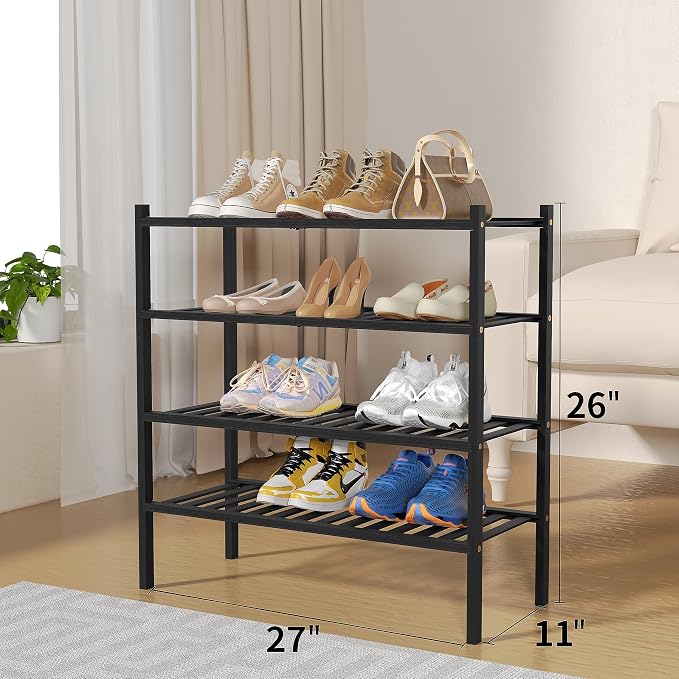 ROMGUAR CRAFT 4 Tier Bamboo Shoe Rack - Image 3
