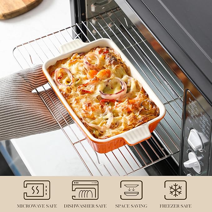 MALACASA Bakeware Set of 4, Porcelain Baking Pans Set - Image 4