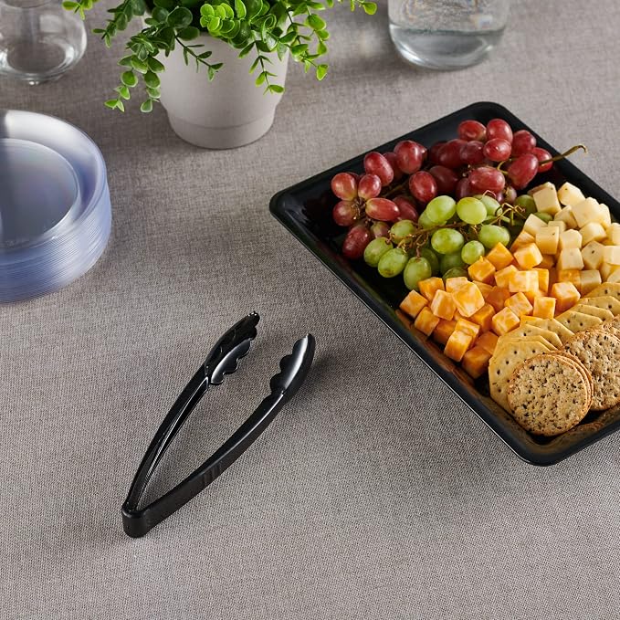 Plasticpro 9'' Serving Tongs Heavy Duty Reusable Kitchen and BBQ Black Serving - Image 3