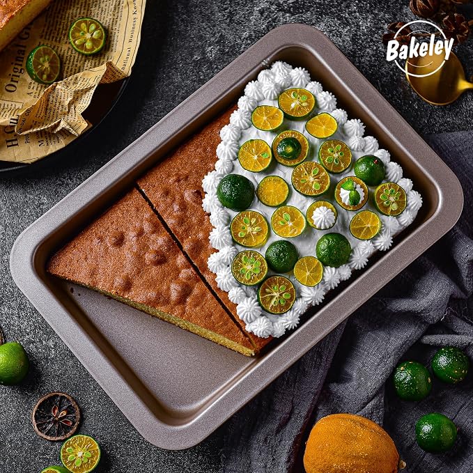 10-Inch Nonstick Shallow Cake Pan, Rectangle Bread Loaf Pan, Baking Sheet Set - Image 3