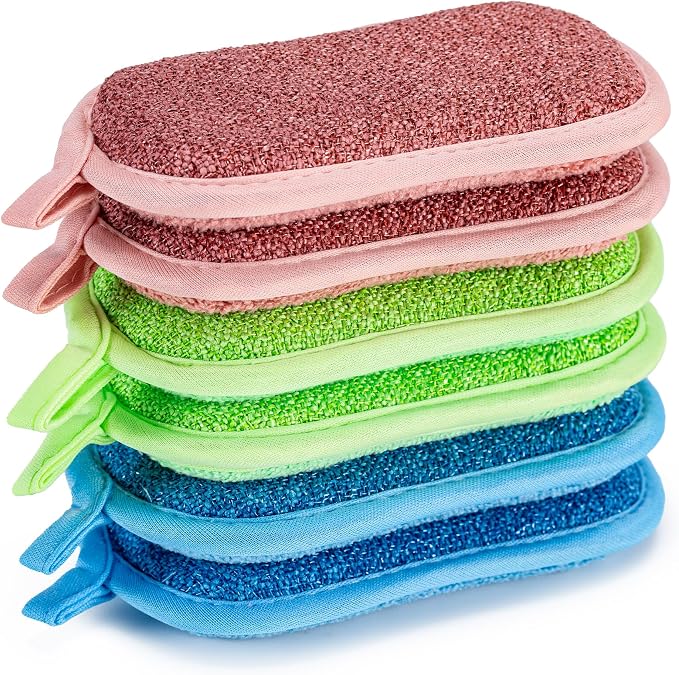 Dual-Sided Multi-Purpose Scrub Sponges, Non-Scratch Dishwashing Sponges by CADONO