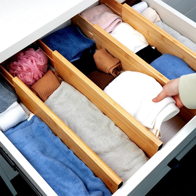 Utoplike Bamboo Drawer Dividers Large, Spring Loaded, Works in Bathroom - Image 7