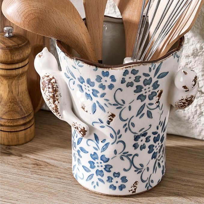 6.34"H Utensil Holder for Kitchen Counter, Modern Farmhouse Cooking Utensil - Image 3