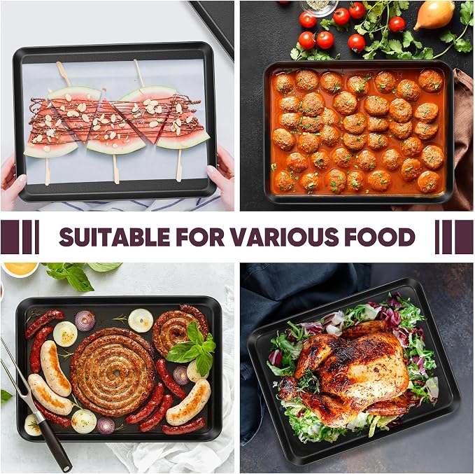 E-far Baking Sheet Set of 2, 12.5" x 9.5" x 1" Cookie Sheet Pan - Image 4