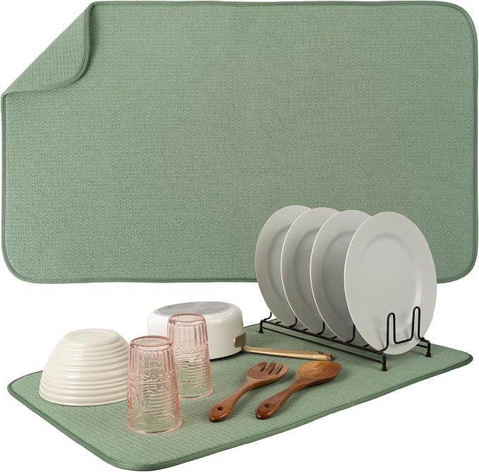 S&T INC. Dish Drying Mat Jumbo, 18” x 30”, Absorbent Microfiber Kitchen Counter by STINC
