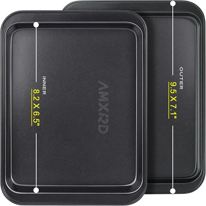 Small Baking Sheets, Nonstick Baking Toaster Oven Tray Cookie Sheet, 1 or 2 - Image 2